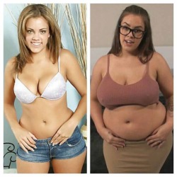 fatgirlstoo:Katie Cummings, mainstream pornstar turned BBW gainer.