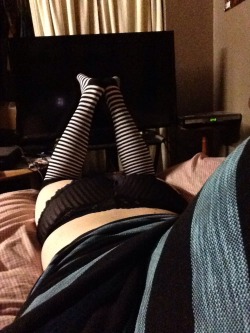 timbypup:  Part 2 of me showing off my new thigh highs and panties.