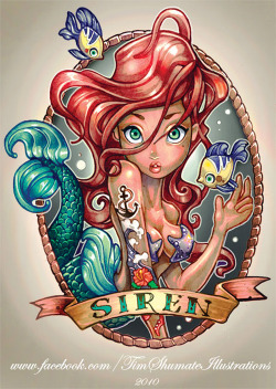 mendourhearts:  Princess disney tattooed siren Ariel op We Heart