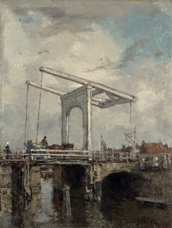 classic-art: A Drawbridge in a Dutch Town Jacob Henricus Maris,