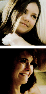 gilbertelena:  Elena smiling to/around/with Damon. 21 smiles.