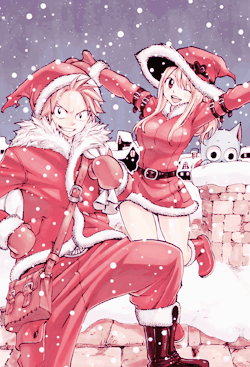 aeselyn:  Merry Christmas from Natsu, Lucy, and Happy!  🎄