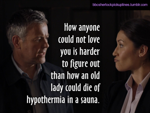 “How anyone could not love you is harder to figure out than how an old lady could die of hypothermia in a sauna.”