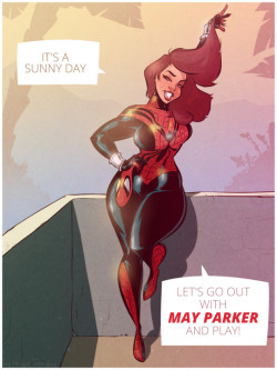   Spider-Girl - Sunny Day - Cartoon PinUp CommissionSummer, please