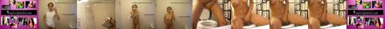 wetbaredpussies:  Hot teenager films herself at her bathroom taking her close off, masturbating and pissing 