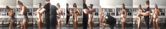 canadiankylie:  Time laps of me getting painted Gold!!