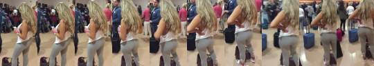 mariasexhub:   Spy shooting in the airport. Chubby juicy blonde showing her tits and ass