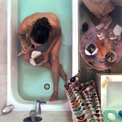 Self Portrait In Tub With Chinese Food paint by Lee Price via: