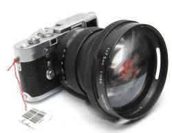 Leitz 75mm f/0.85 Summar Attached to an M3 Leica, primarily used