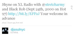 TWITTER TREAT: Shyne x Black Rob (9/24/00) Live on XL Radio @djsoulnyc