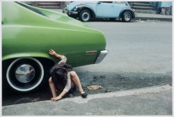 Untitled, New York (spider girl, green car) photo by Helen Levitt,