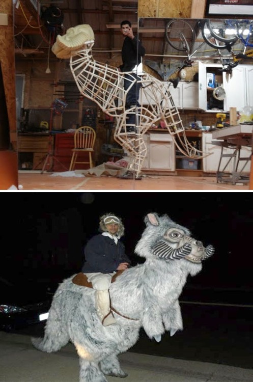 thedailywhat:   Star Wars Themed Costume of the Day: “Precision-engineered” Tauntaun costume by spare time world champion Scott Holden for the 2009 Exotic Zone ball in Sacramento. Get down and smelly with the nitty gritty here. See the space beast