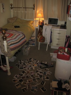 caravans:  my room right now (sorting my polaroids.. and it needs