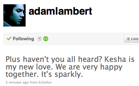 fuckyeahglamberts:   aerynae:   Ohgross.  Not even funny, Adam.  You are way out of her league.  Ick.   Adam > Ke$ha   idgaf, this is hilarious.