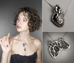 thedailywhat:   Nifty Necklace of the Day: “Anatomical Heart Locket” by Peggy Skemp. Silver. Part of her “Anatomical Hearts” jewelry collection. [streetanatomy.]   omg waaaant.