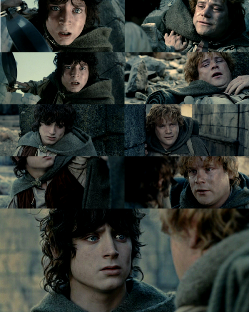 edgeofdesiire:   fuckyeahlordoftherings:   mandaffodil:   SAM: it’s me! it’s your Sam. don’t you know your Sam?FRODO: i can’t do this, Sam.SAM: i know. it’s all wrong. by rights we shouldn’t even be here. but we are. it’s like in the great