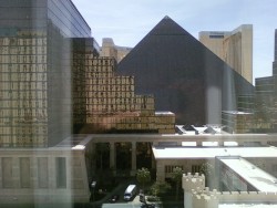 givemecolor:    View from our hotel room. The Luxor looks awesome