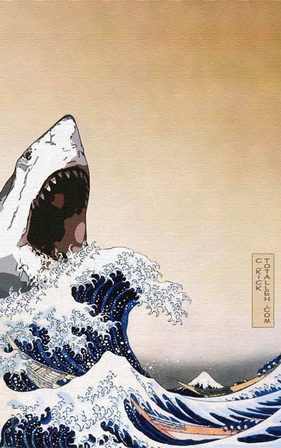 thedailywhat:  c_kick: “Hokusai’s Shark” Yet another great work of art made even greater by the addition of a shark. [totalleh.] 