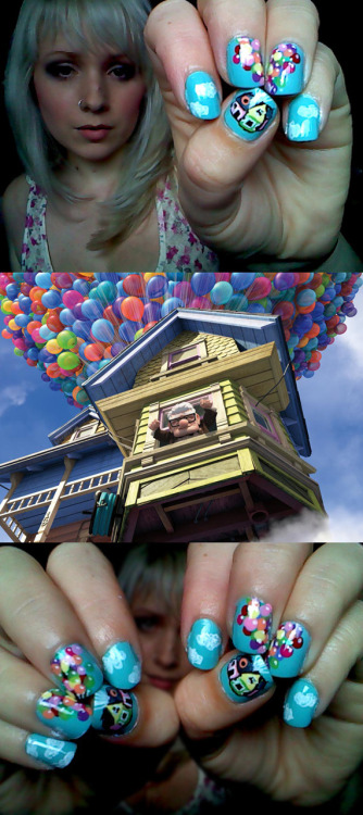 bornwithglitter:   heckyeahup:   tinytangerines:   ♥ My nails this week ♥ Disney-Pixar’s Up     OHMYGOD THESE NAILS ARE AMAZING.   HOLY FUCKING GOD.