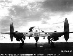 P-38 Lightning at sunset Chico California, 1944