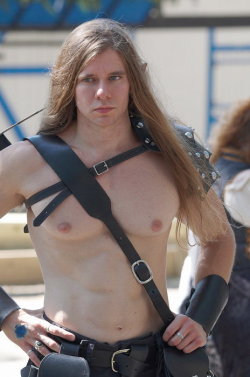 Long-haired pagan leather boy at the Bristol Renaissance Faire.