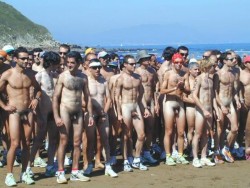 Starting line of a naked public run.