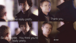 fuckyeahsherlock:  amourprodigieux:  Because Sherlock is like such a Regina and John is like such a Cady.  Â The lack of commas is kind of killing me.Â  Just a little bit. Submitted by amourprodigieux  Meanlock Week: Day 3