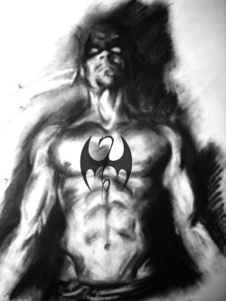 parkerhurley:  IRON PARKER FIST!! charcoal on paper. taking photos