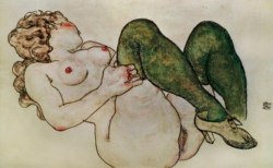 eroti-cats: lacontessa:  Egon Schiele, Nude with Green Stockings,