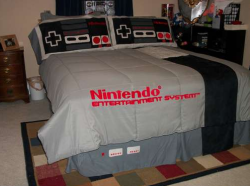 thedailywhat:  Badass Bedspread of the Day: Homemade NES bedding