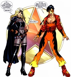 georgethecat:  thehappysorceress:  Remember when Black Canary &amp; Wonder Woman teamed up &amp; went undercover? Oh yes. Good times.   Yikes, that is some bad fashion there, ladies.  