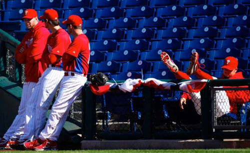 philadelphiaphillies:  The Big Three…and Joe on the right.  