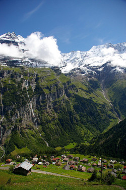 artsandletters:  Gimmelwald The village of Gimmelwald, the valley of Lauterbrunnen, Switzerland Gimmelwald (by SBA73) 