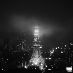black-and-white:  Tower in the clouds #2 (by Satomi*k) 