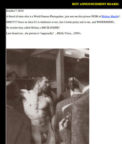 Mickey Mantle naked in the Locker Room