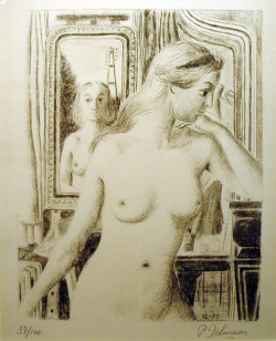 amare-habeo:  Paul Delvaux - Reflection (Le reflet), 1975 