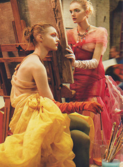 Sasha Pivovarova & Lily Donaldson by Steven Meisel for Vogue 