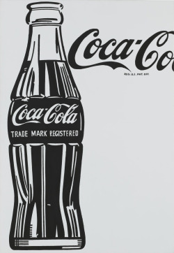 coca cola 4 acrylic pencil & letraset on canvas by Andy Warhol,