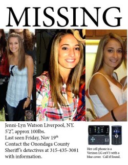 chibi-totoro:  MISSING: Jenni-Lyn Watson of Liverpool, NY. 5’4”,