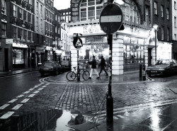 black-and-white:  London, Soho in the Rain (by Ed.) 