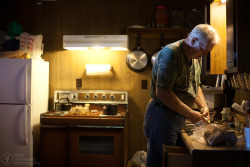 Brother Roger cooking breakfast, Canaan Valley, West Virginia,