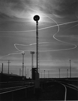 Rails and Jet Trails, Roseville, California photo by Ansel Adams,