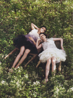 Sasha Pivovarova and Guinevere Van Seenus by Steven Meisel for