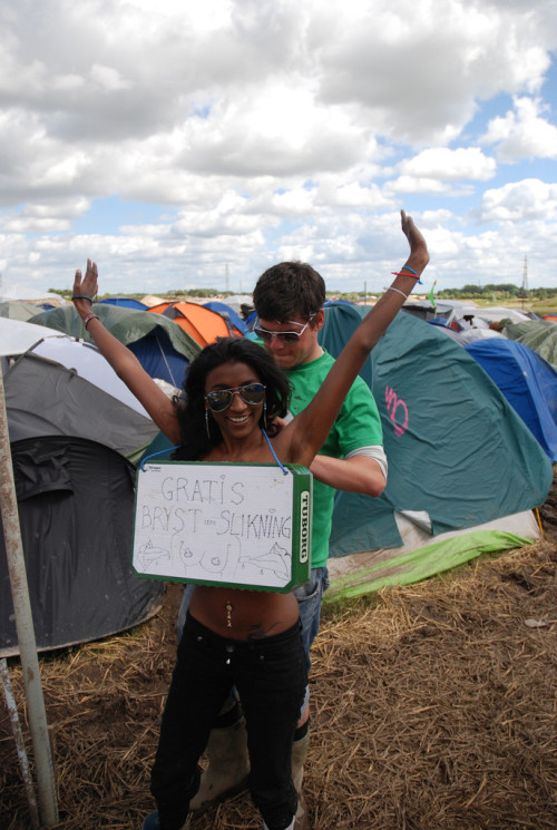 interesting sign….. anyone have any idea what this says? she seems pretty happy about it, lol