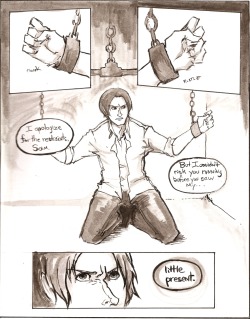 Eh, still not happy with it. Second page of Sam/Lucifer ink comic