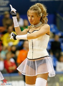 Russian cheerleaders don’t have enough money to buy skirts.
