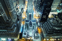 skibinskipedia:  St. Patrick’s Cathedral from Above at Night,