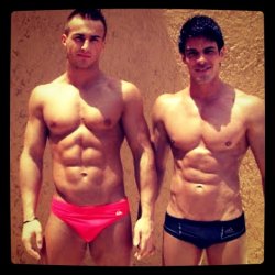 wolfgangbang:  Two good friends in speedos —Taken with instagram