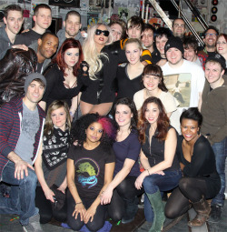 fuckyeahladygaga:  GaGa visiting the cast of American Idiot yesterday