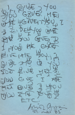 briongysin: I Give You/You Give Me by Brion Gysin, made during